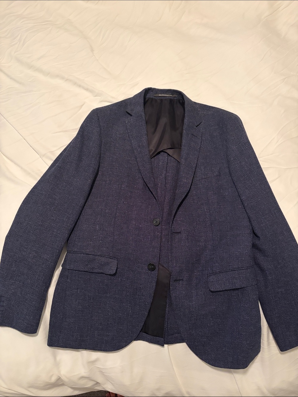 H&M Navy Textured Men's Blazer - Two-Button Sport Coat